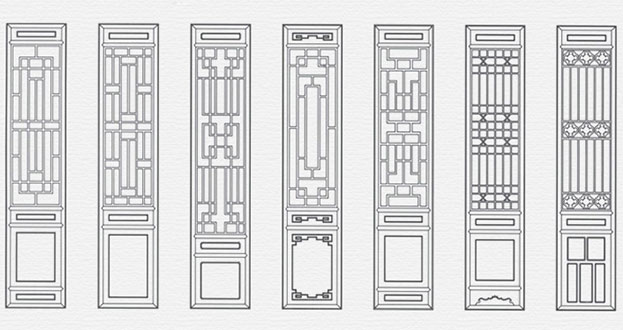 土默特右常用中式仿古花窗图案隔断设计图